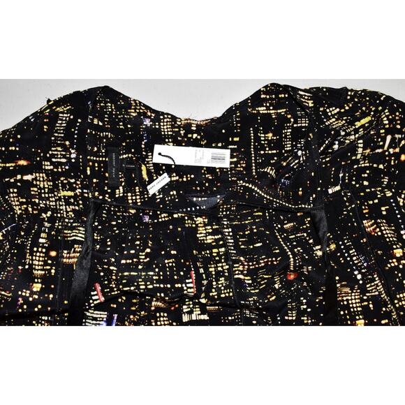 B0 NWT MARC JACOBS Yellow Multi Silk Bow Front & Tie Neck Back Blouse Top Size 2 - Picture 4 of 5